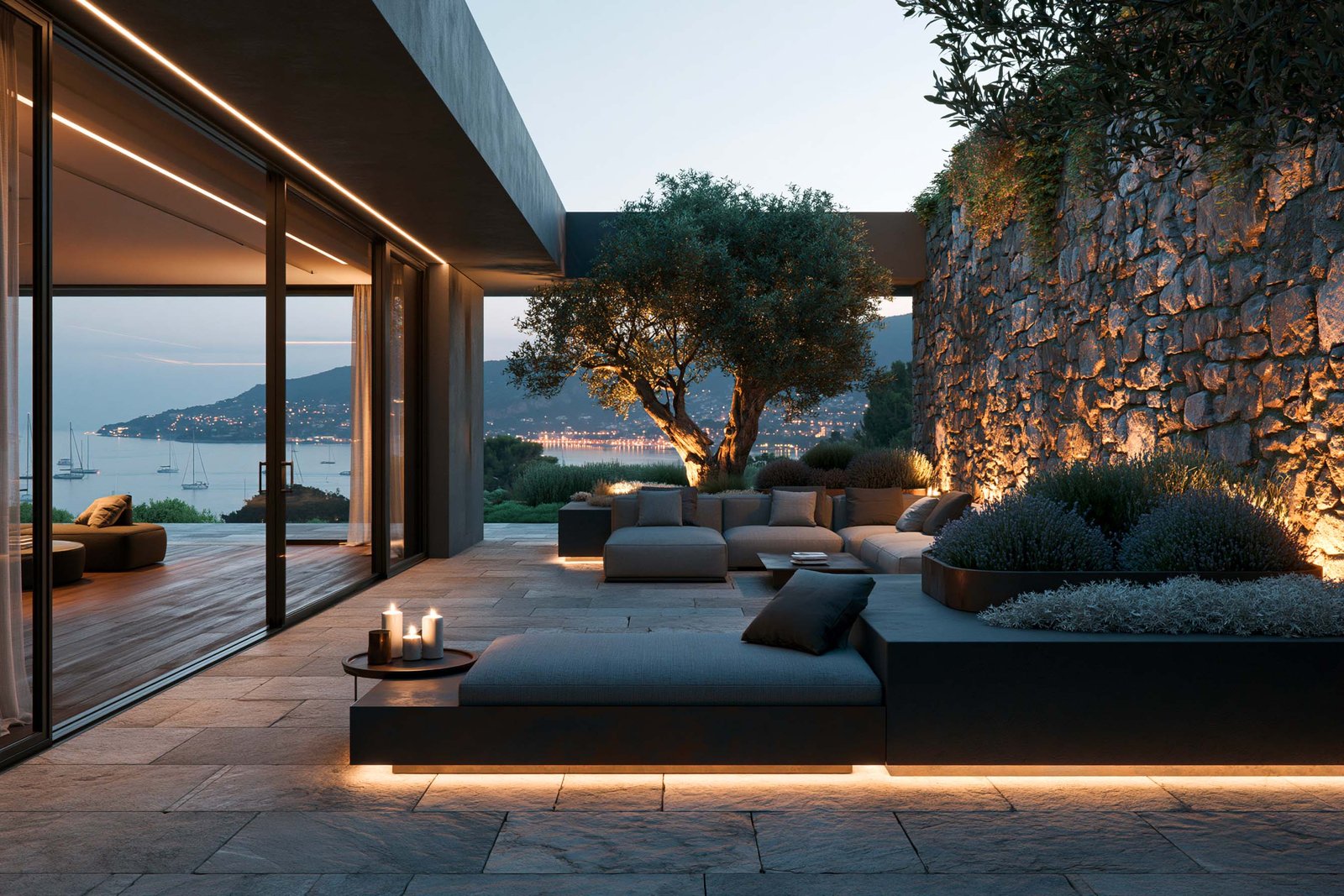 La première impression — seuil d’une villa contemporaine de la Côte d’Azur révélant l’intuition du lieu, lecture immédiate de la lumière, de l’architecture et des perspectives, registre Cap-Ferrat et Beaulieu-sur-Mer — Paracelsus Gardens™