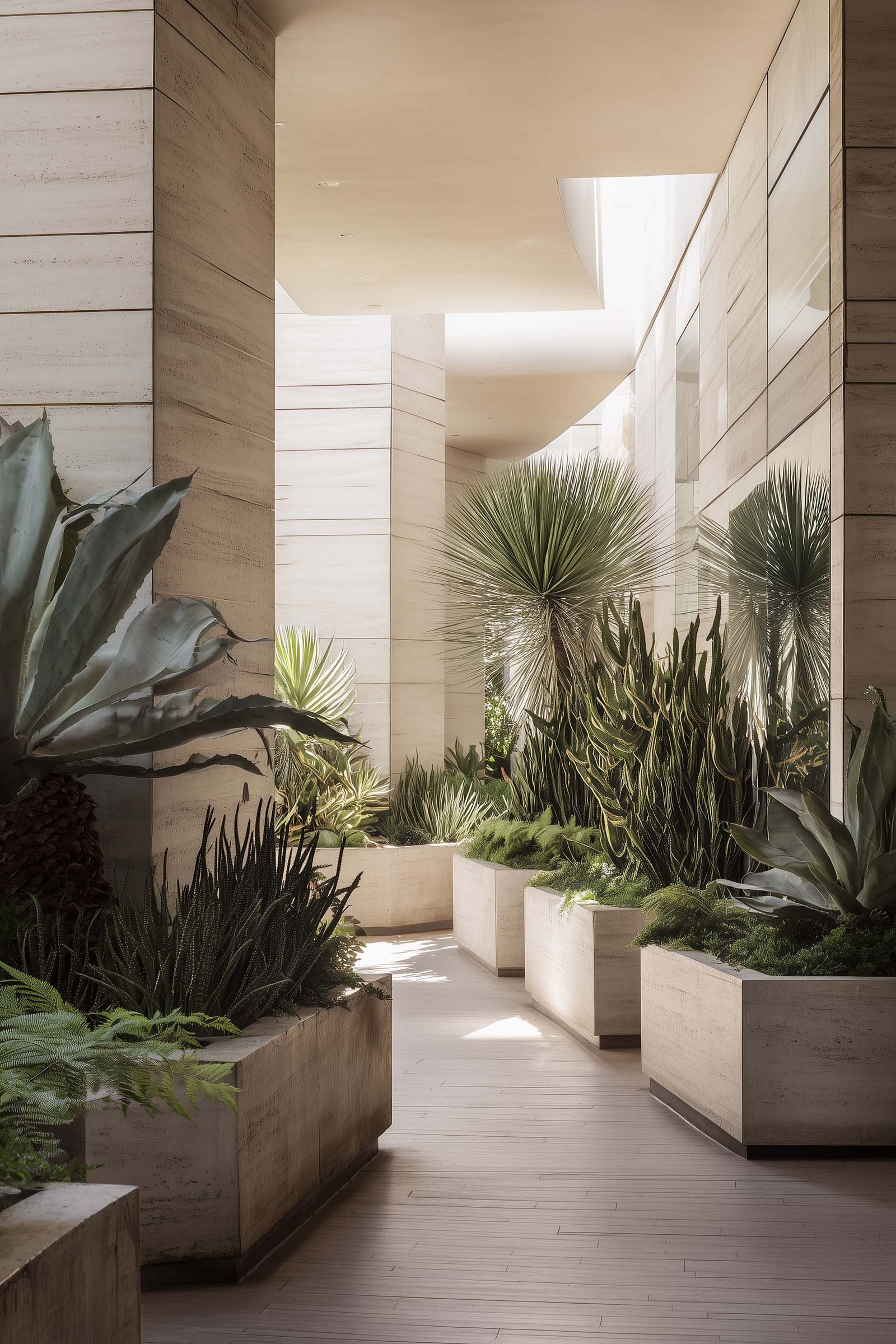 Subtle botanical presence shaping interior atmosphere