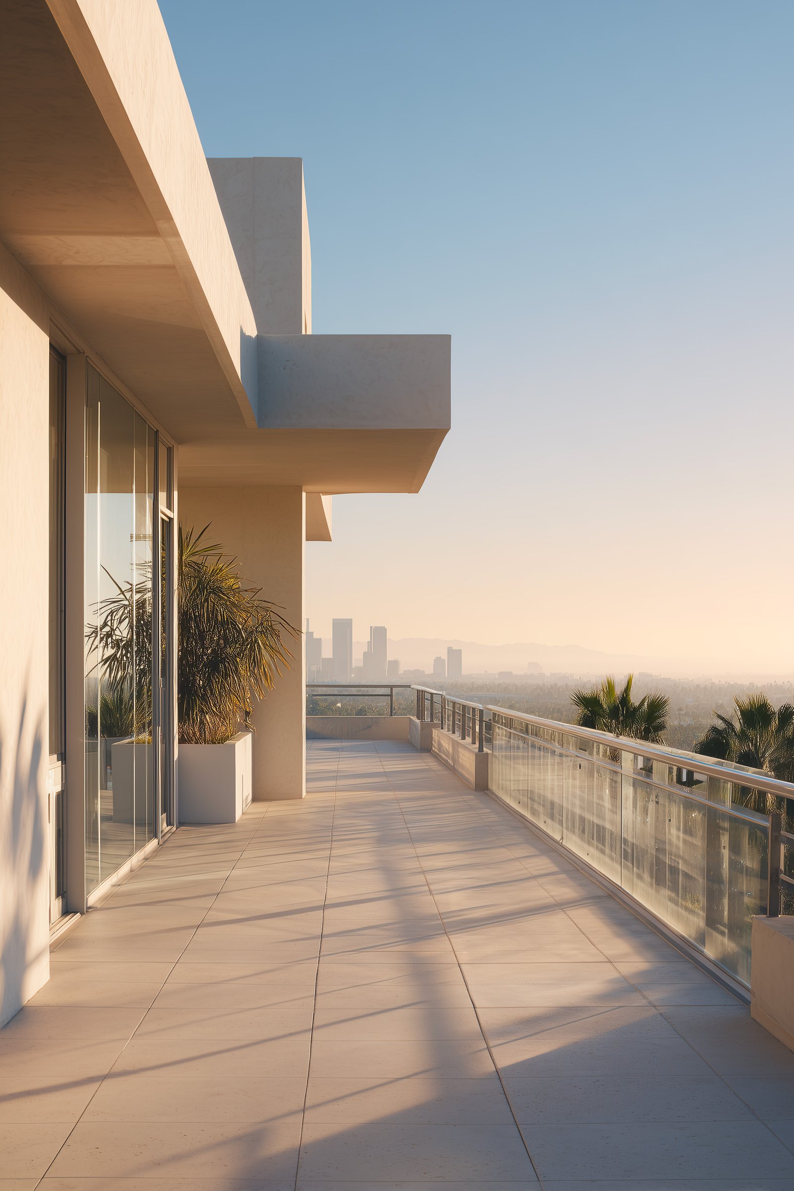 Origins — Los Angeles: contemporary rooftop, open sky, horizontality and Californian light