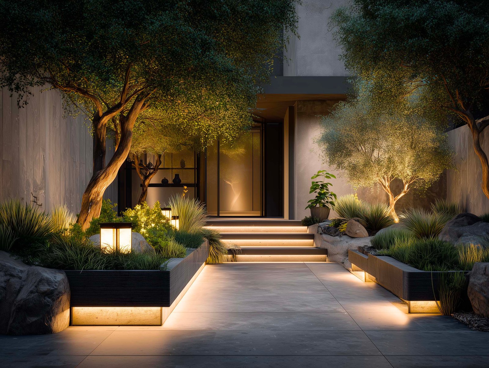 Private garden entrance designed as a calm and immersive arrival sequence