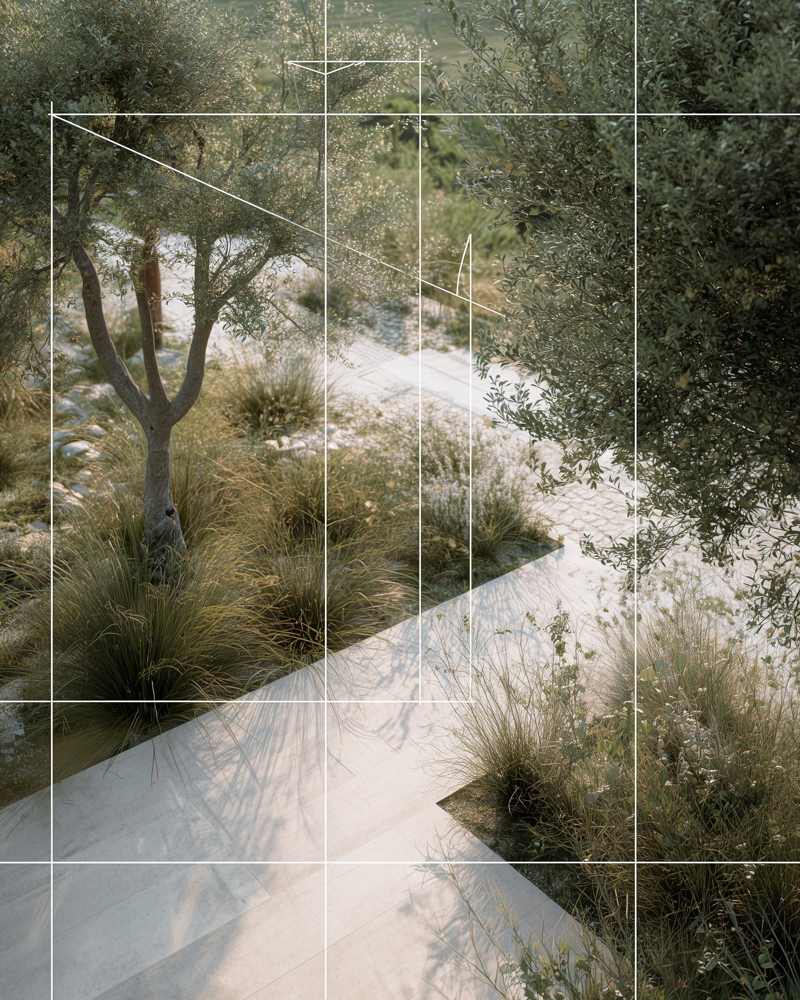 A vertical editorial image illustrating a quiet architectural reading of space