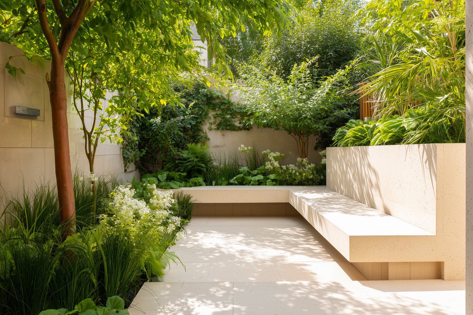 Tactile language: deliberate palette and spatial calm