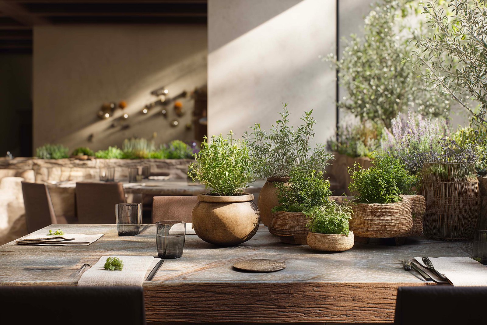 Interactive herb selection connecting guests to culinary ingredients
