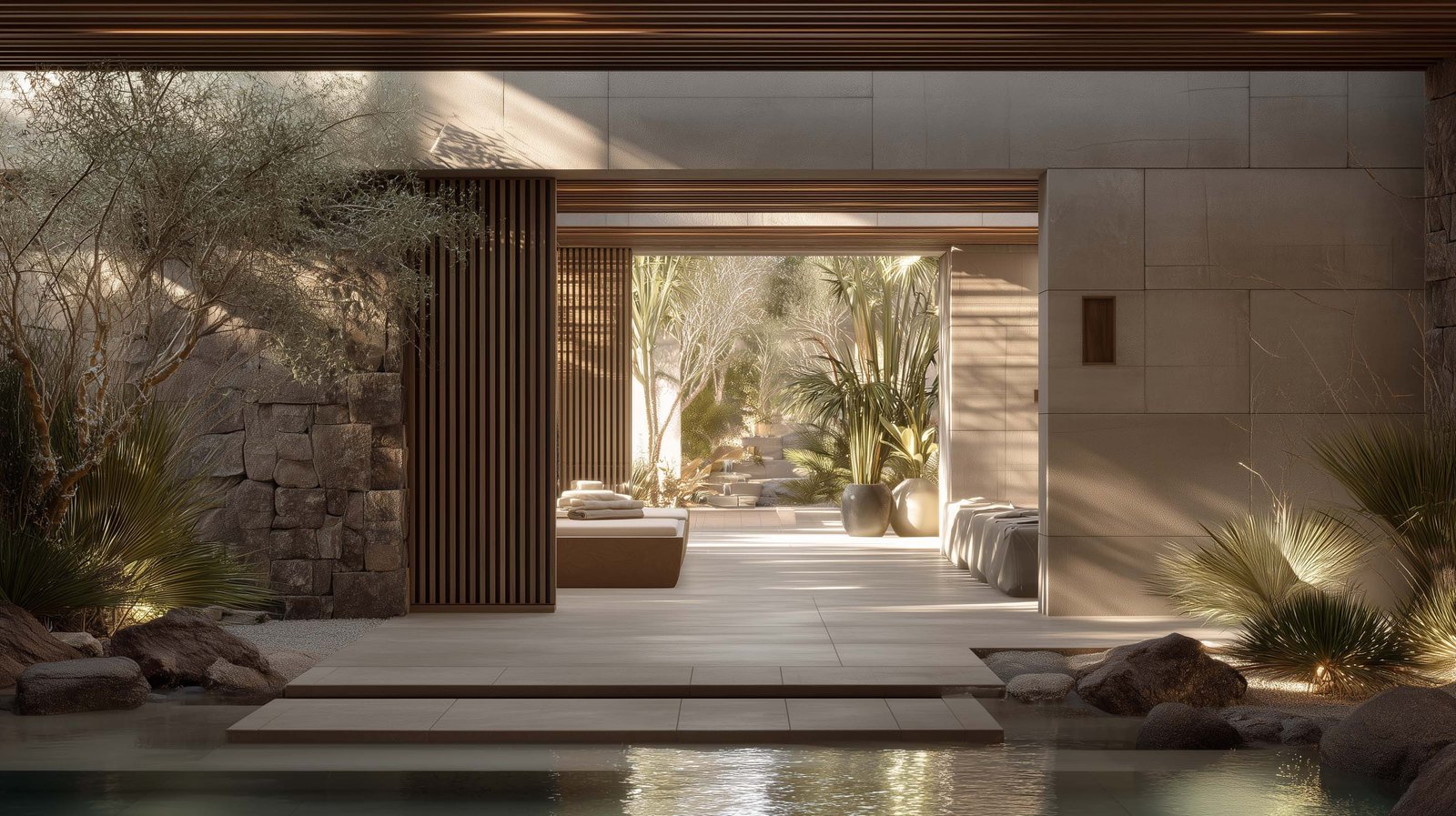 Botanical architecture shaping silence, light and well-being in a contemporary Californian spa environment