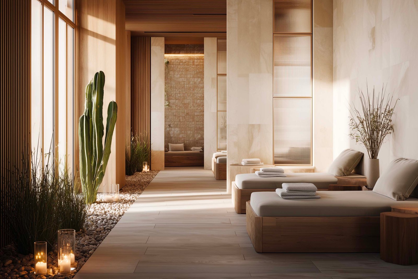 Hybrid wellness space blending spa design with hospitality architecture