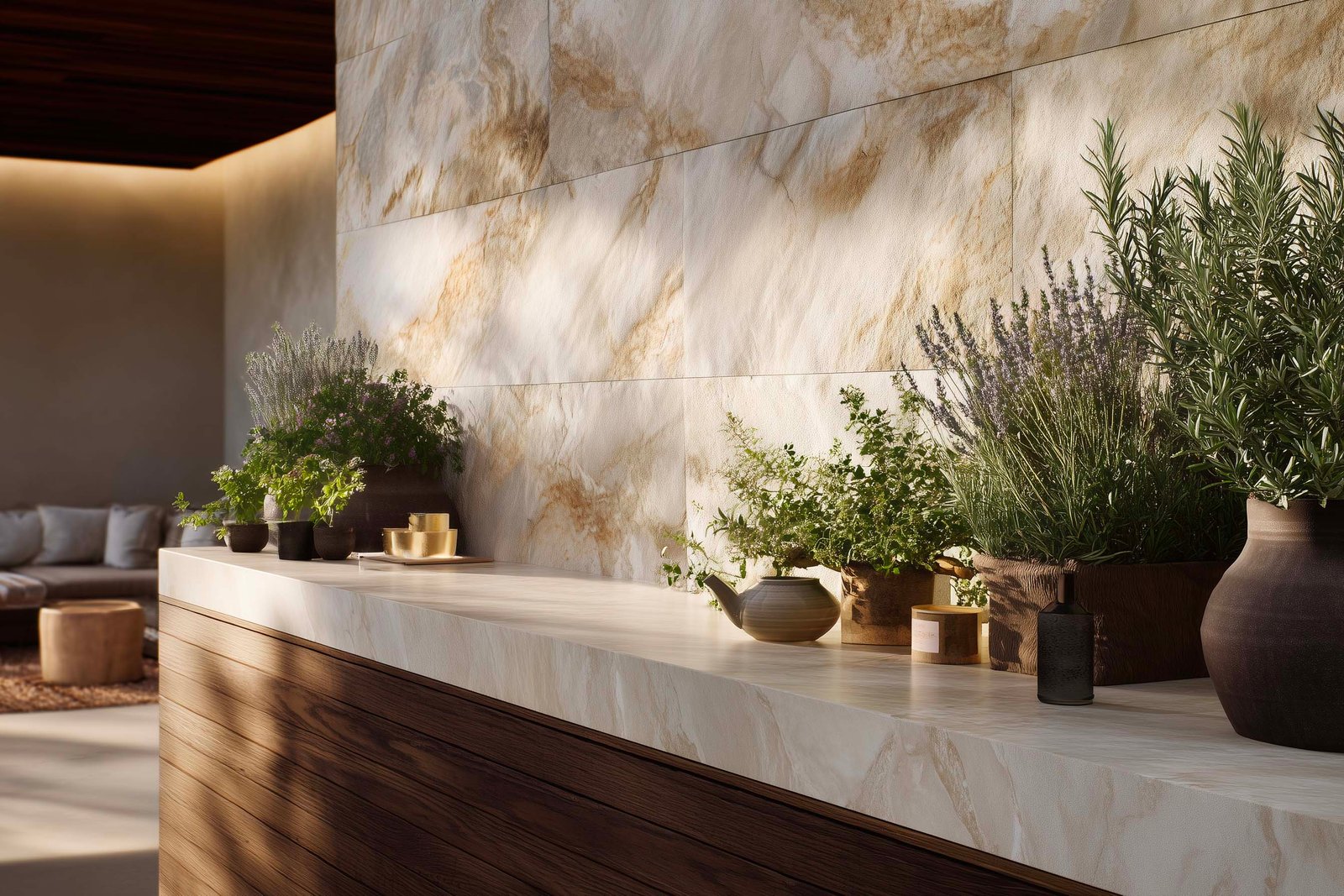 Herbal infusion area extending the spa experience beyond treatments